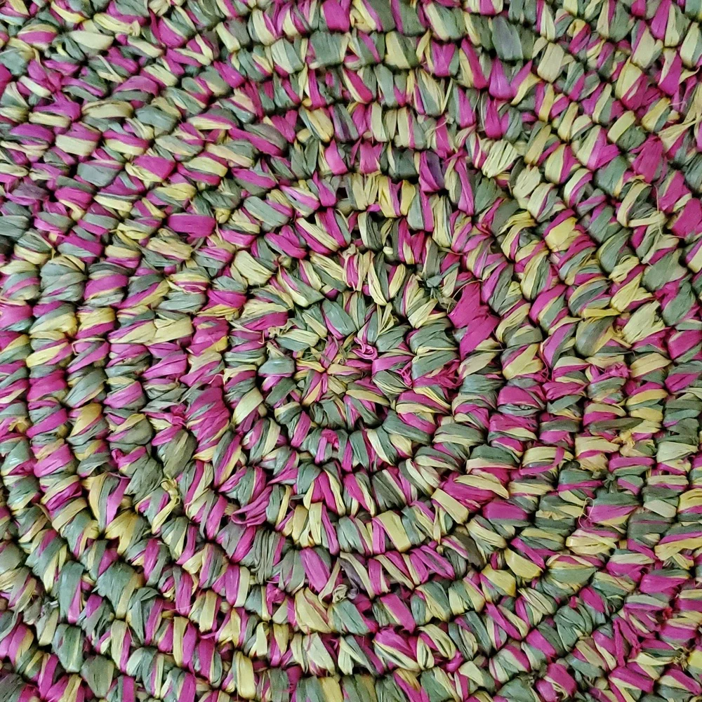 Colorful Woven Pink Green Yellow 3 Placemats Set